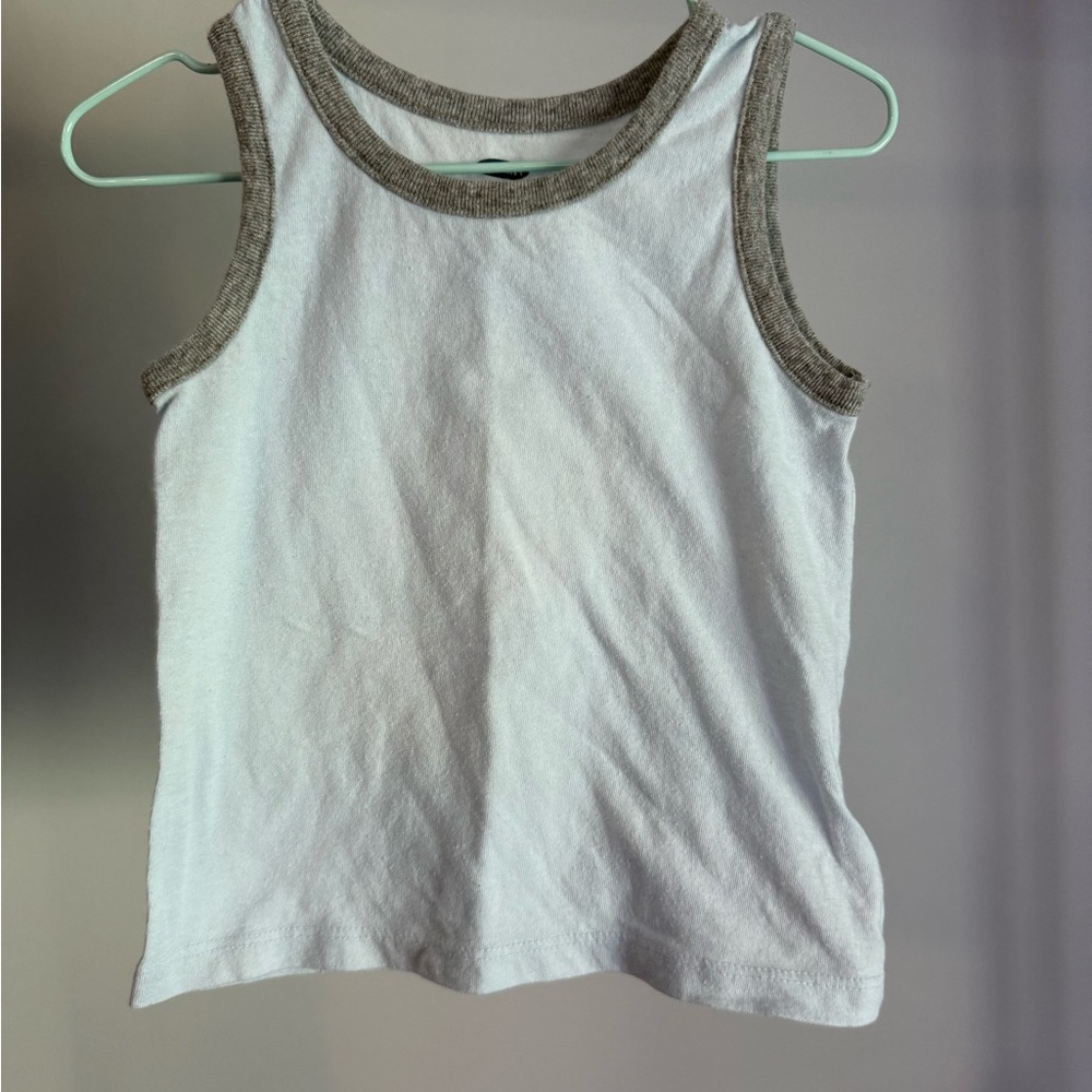 Old Navy White and Gray Tank Top Classic Design